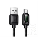 Hoco U146 adatkábel (USB - type-c, 3A, PD gyorstöltő, LED kijelző, 120cm, fekete)