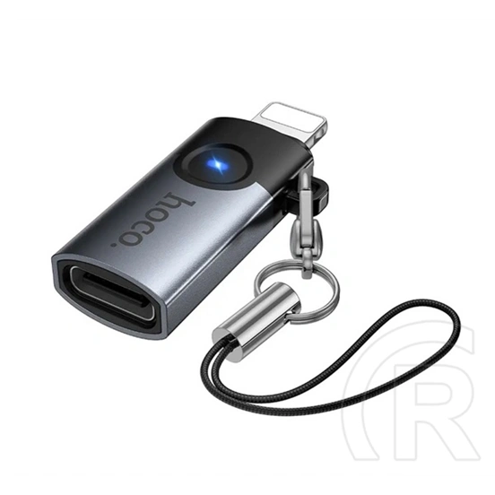 Hoco UA46A adapter (lightning - type-c, adatátvitel, töltés, OTG, sötétszürke)