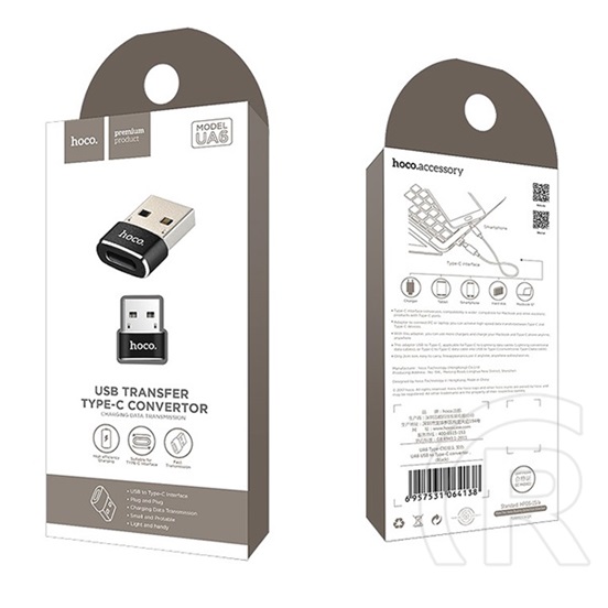 Hoco UA6 USB A - C adapter (fekete)