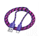 Hoco X116 adatkábel (USB - Type-C, 15W, gyorstöltő, cipőfűző, 100cm, lila)