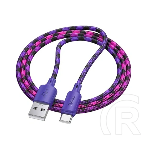 Hoco X116 adatkábel (USB - Type-C, 15W, gyorstöltő, cipőfűző, 100cm, lila)