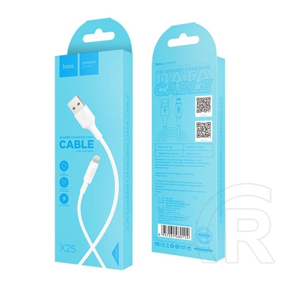 Hoco X25 adat-és töltőkábel (USB-A / Lightning, 1 m, fehér)