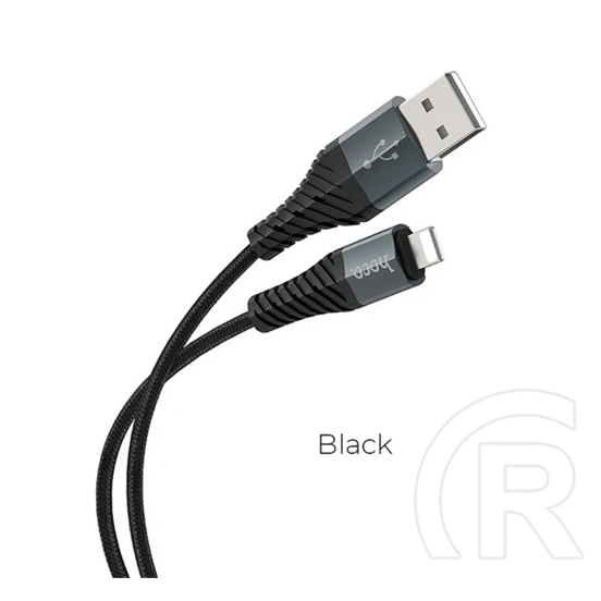 Hoco X38 adatkábel (USB - lightning, 2.4A, gyorstöltés, törésgátló, 100cm, fekete)