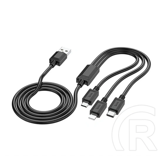 Hoco X74 3in1 töltő- és adatkábel (USB-A, USB-C, Lightning, Micro-USB, 2A, 100cm, fekete)