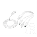 Hoco X74 3in1 töltő- és adatkábel (fehér, USB, Type-C, Lightning, micro-USB, 2A, 100 cm)