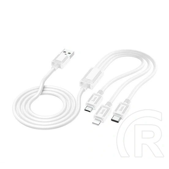 Hoco X74 3in1 töltő- és adatkábel (fehér, USB, Type-C, Lightning, micro-USB, 2A, 100 cm)