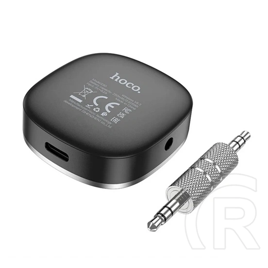 Hoco adapter (Bluetooth v5.3, Type-C aljzat, 3,5 mm jack, LED kijelző, 250 mAh, 10-12 óra, fekete)