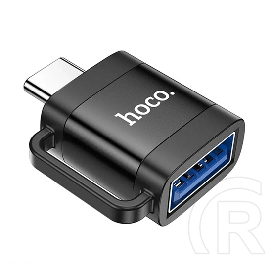 Hoco adapter (USB aljzat - Type-C, OTG, adatátvitel és töltés, fekete)
