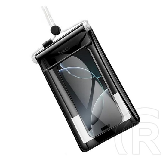 Hoco bag32 vízhatlan/vízálló tok, aqua (univerzális, ipx8, nyakba akasztható, cipzáras, 7.2" méret) fekete