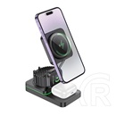 Hoco cq10 asztali töltőállvány 3in1 (15w, wireless, gyorstöltő, magsafe, apple watch töltő) fekete