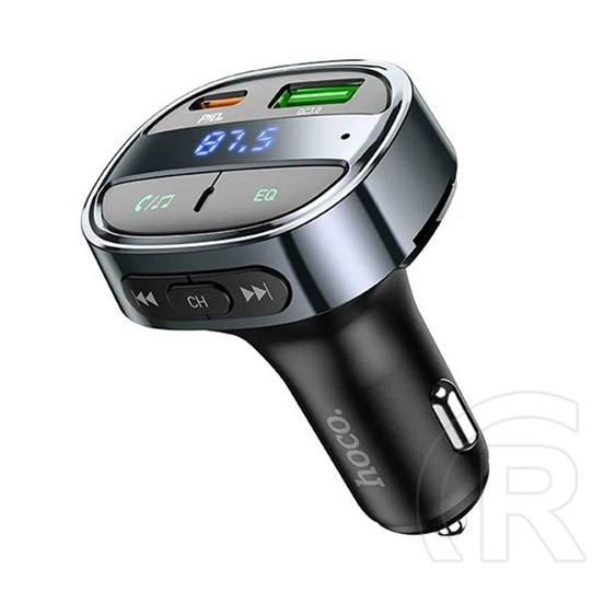 Hoco e70 bluetooth fm transmitter autós töltő usb+type-c aljzat (30w, pd gyorstöltő 3.0, microsd, led kijelző) fekete
