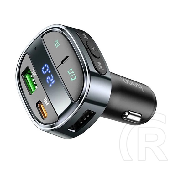 Hoco e70 bluetooth fm transmitter autós töltő usb+type-c aljzat (30w, pd gyorstöltő 3.0, microsd, led kijelző) fekete