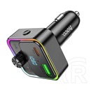 Hoco e81 bluetooth fm transmitter autós töltő usb+type-c aljzat (30w, pd gyorstöltő 3.0, led kijelző) fekete