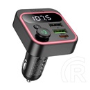 Hoco e85 bluetooth fm transmitter 2 usb+type-c aljzat (v5.4, 20w, gyorstöltő, led kijelző) fekete
