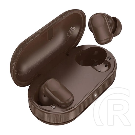 Hoco eq19 bluetooth fülhallgató sztereo (v5.4, tws, mikrofon + töltőtok) barna