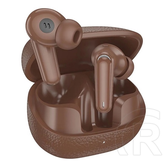 Hoco eq23 bluetooth fülhallgató sztereo (v5.4, tws, mikrofon + töltőtok) barna