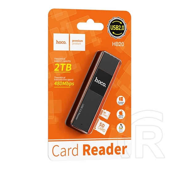 Hoco hb20 memóriakártya olvasó (usb 2.0 / nano / nm / microsd) kártyához fekete
