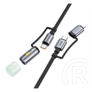 Hoco iPhone 14 Plus  u138 töltőkábel 2in1 (usb/type-c - lightning/led fény, 60w, pd gyorstöltő, 120cm) fekete