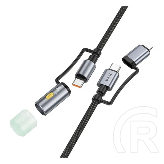 Hoco iPhone 14 Plus  u138 töltőkábel 2in1 (usb/type-c - lightning/led fény, 60w, pd gyorstöltő, 120cm) fekete