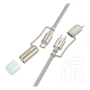 Hoco iPhone 14 Plus  u138 töltőkábel 2in1 (usb/type-c - lightning/led fény, 60w, pd gyorstöltő, 120cm) világosszürke