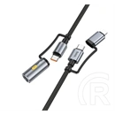 Hoco iPhone 14 Plus  u138 töltőkábel 2in1 (usb/type-c - lightning/szivargyújtó, 60w, pd gyorstöltő, 120cm) fekete