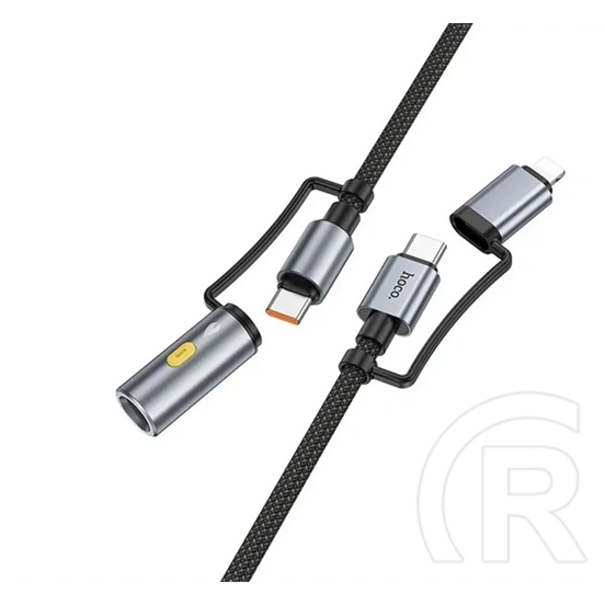 Hoco iPhone 14 Plus  u138 töltőkábel 2in1 (usb/type-c - lightning/szivargyújtó, 60w, pd gyorstöltő, 120cm) fekete