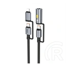 Hoco iPhone 14 Plus  u138 töltőkábel 2in1 (usb/type-c - lightning/szivargyújtó, 60w, pd gyorstöltő, 120cm) világosszürke