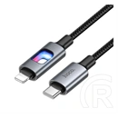 Hoco iPhone 14 Plus  u144 adatkábel (type-c - lightning, 27w, cipőfűző, led jelzés, 120cm) fekete