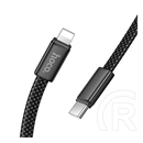Hoco iPhone 14 Plus  x125 adatkábel (type-c - lightning, 30w, pd gyorstöltés, lapos kábel, cipőfűző, 100cm) fekete