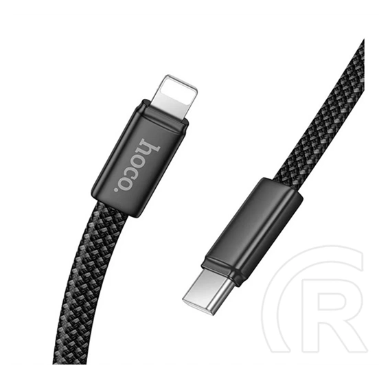 Hoco iPhone 14 Plus  x125 adatkábel (type-c - lightning, 30w, pd gyorstöltés, lapos kábel, cipőfűző, 100cm) fekete