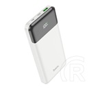 Hoco j102 vésztöltő usb+type-c+microusb aljzat (10000mah, 20w, 3a, pd gyorstöltő, led kijelző) fehér