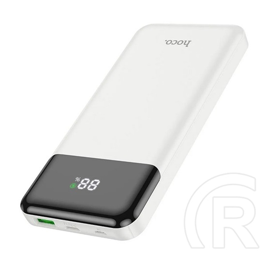 Hoco j102 vésztöltő usb+type-c+microusb aljzat (10000mah, 20w, 3a, pd gyorstöltő, led kijelző) fehér