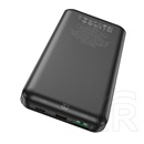 Hoco j102 vésztöltő usb+type-c+microusb aljzat (10000mah, 20w, 3a, pd gyorstöltő, led kijelző) fekete