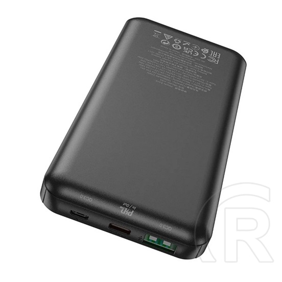Hoco j102 vésztöltő usb+type-c+microusb aljzat (10000mah, 20w, 3a, pd gyorstöltő, led kijelző) fekete