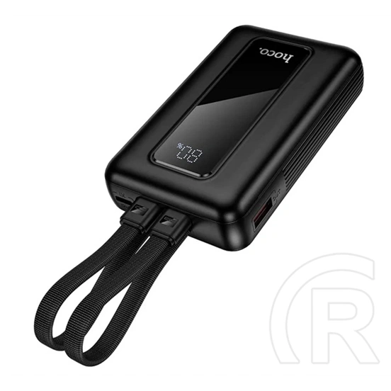 Hoco j162 vésztöltő usb+type-c aljzat (6000mah, 22.5w, pd gyorstöltő, led kijelző + fix type-c+lightning kábel) fekete