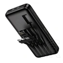 Hoco j163 vésztöltő 2 usb+type-c aljzat (10000mah, 2a, gyorstöltő + fix usb/type-c/lightning/microusb kábel) fekete