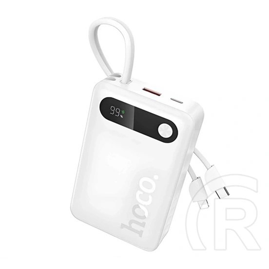 Hoco j171a vésztöltő 2 usb+type-c aljzat (20000mah, 22.5w, pd gyorstöltő + fix type-c/lightning kábel) fehér