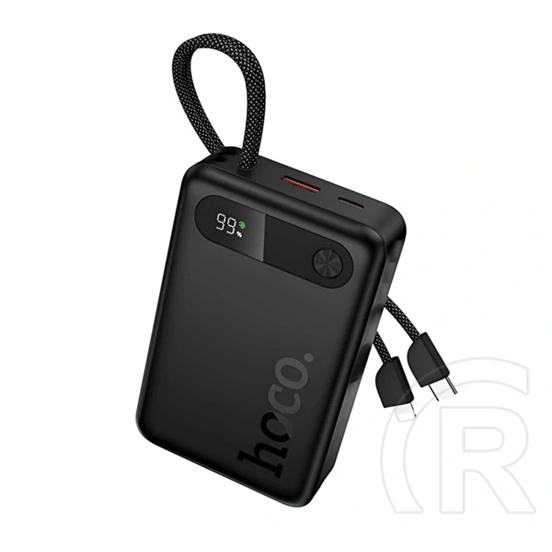 Hoco j171a vésztöltő usb+type-c aljzat (20000mah, 22.5w, pd gyorstöltő + fix type-c/lightning kábel) fekete