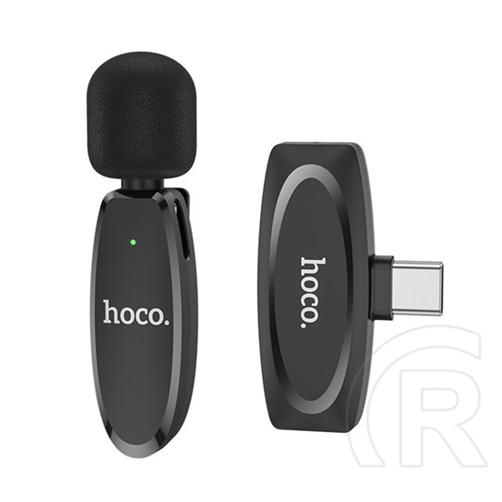 Hoco l15 2db bluetooth mikrofon (type-c/lightning, lavalier csíptethető) fekete