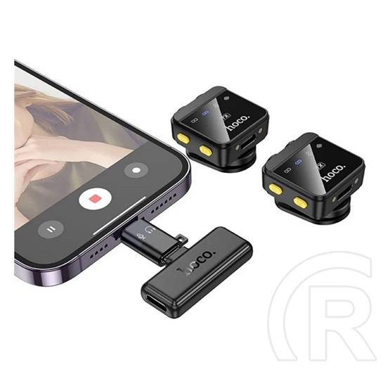 Hoco l17 bluetooth mikrofon 2db (type-c, lightning, lavalier csíptethető, zajszűrő + töltőtok) fekete