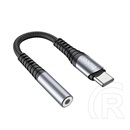 Hoco ls33 adapter kábel 2in1 (3.5mm jack aljzat - type-c, cipőfűző, 12cm) sötétszürke