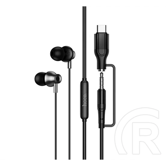 Hoco m119a fülhallgató sztereo (3.5mm jack/type-c, mikrofon, felvevő gomb) fekete