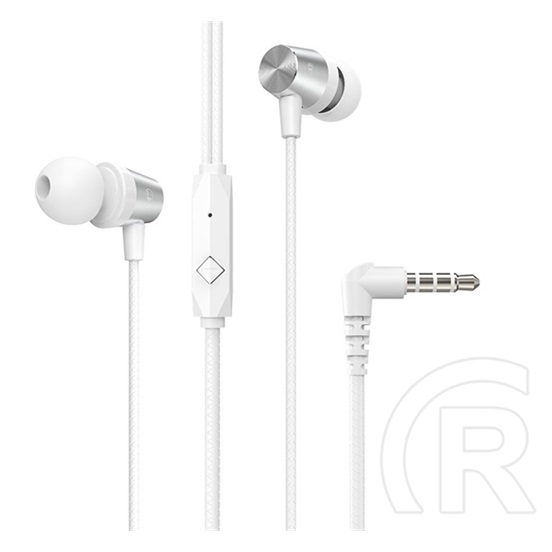 Hoco m79 fülhallgató sztereo (3.5mm jack, mikrofon, felvevő gomb, hangerő szabályozó, törésálló kábel, 120cm) fehér