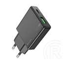 Hoco n38 hálózati töltő usb+type-c aljzat (20w, pd gyorstöltő 3.0, vékony) fekete