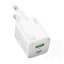 Hoco n41 hálózati töltő usb+type-c aljzat (20w, gan, pd gyorstöltő 3.0) fehér