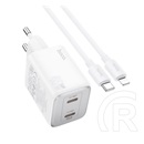 Hoco n42 hálózati töltő (2xUSB-C aljzat, 45W, lightning kábellel, fehér)