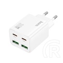 Hoco n56 hálózati töltő 2 usb+2 type-c aljzat (30w, gan, pd gyorstöltő 3.0) fehér