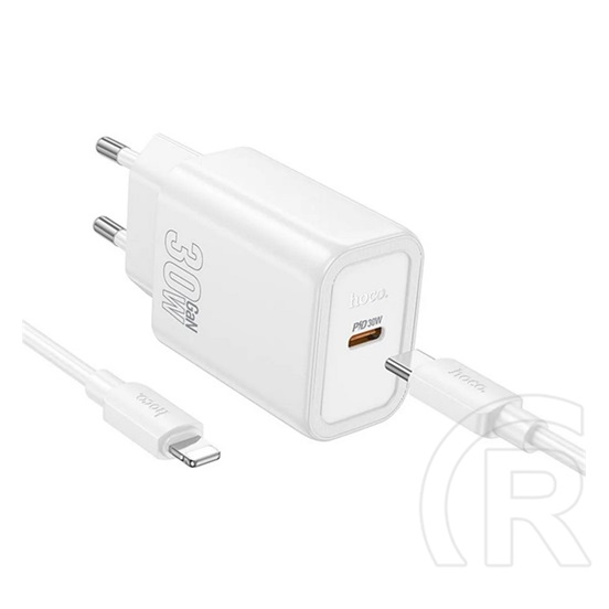 Hoco n62 hálózati töltő type-c aljzat (30w, pd gyorstöltő 3.0 + lightning kábel) fehér