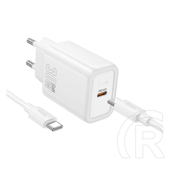 Hoco n62 hálózati töltő type-c aljzat (30w, pd gyorstöltő 3.0 + type-c kábel) fehér