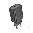 Hoco n63 hálózati töltő usb+type-c aljzat (30w, 3a, pd gyorstöltő 3.0) fekete